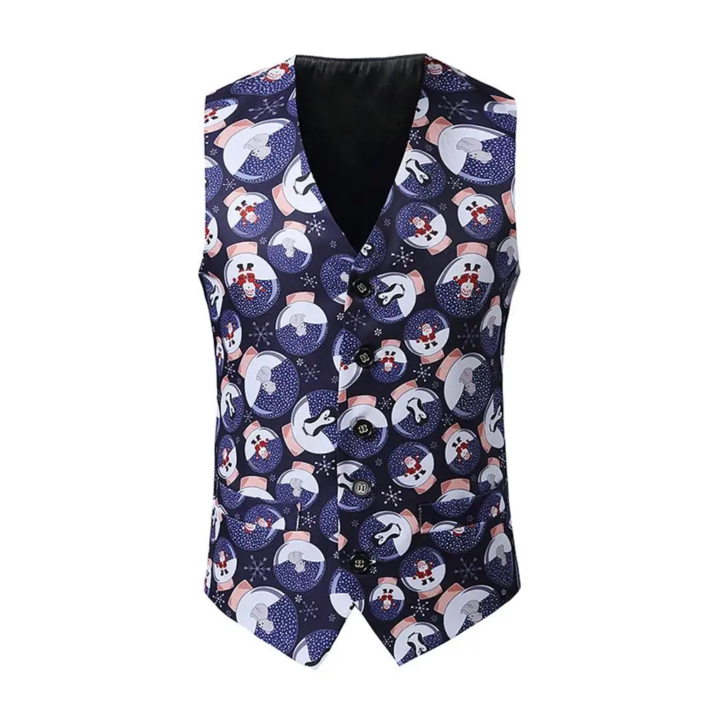 

Мужской костюм, жилет, Рождественская одежда, мужская модная жилетка с принтом, повседневный Топ, мужская одежда