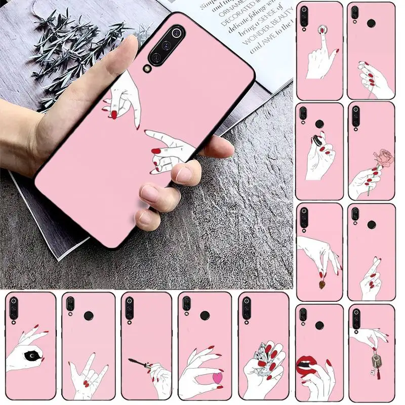 

Best Friend Pink Hands Red Nails Phone Case Phone Case For Xiaomi mi9 mi8 F1 9SE 10lite note10lite Mi8lite Back Coque xiaomimi5x