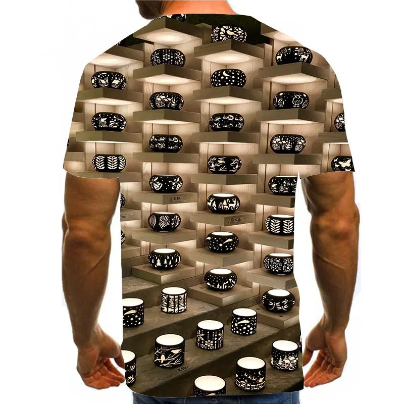 

Men Graphic T Shirts Round Neck 3D Print Short Sleeve Daily Tops Exhibit Tees