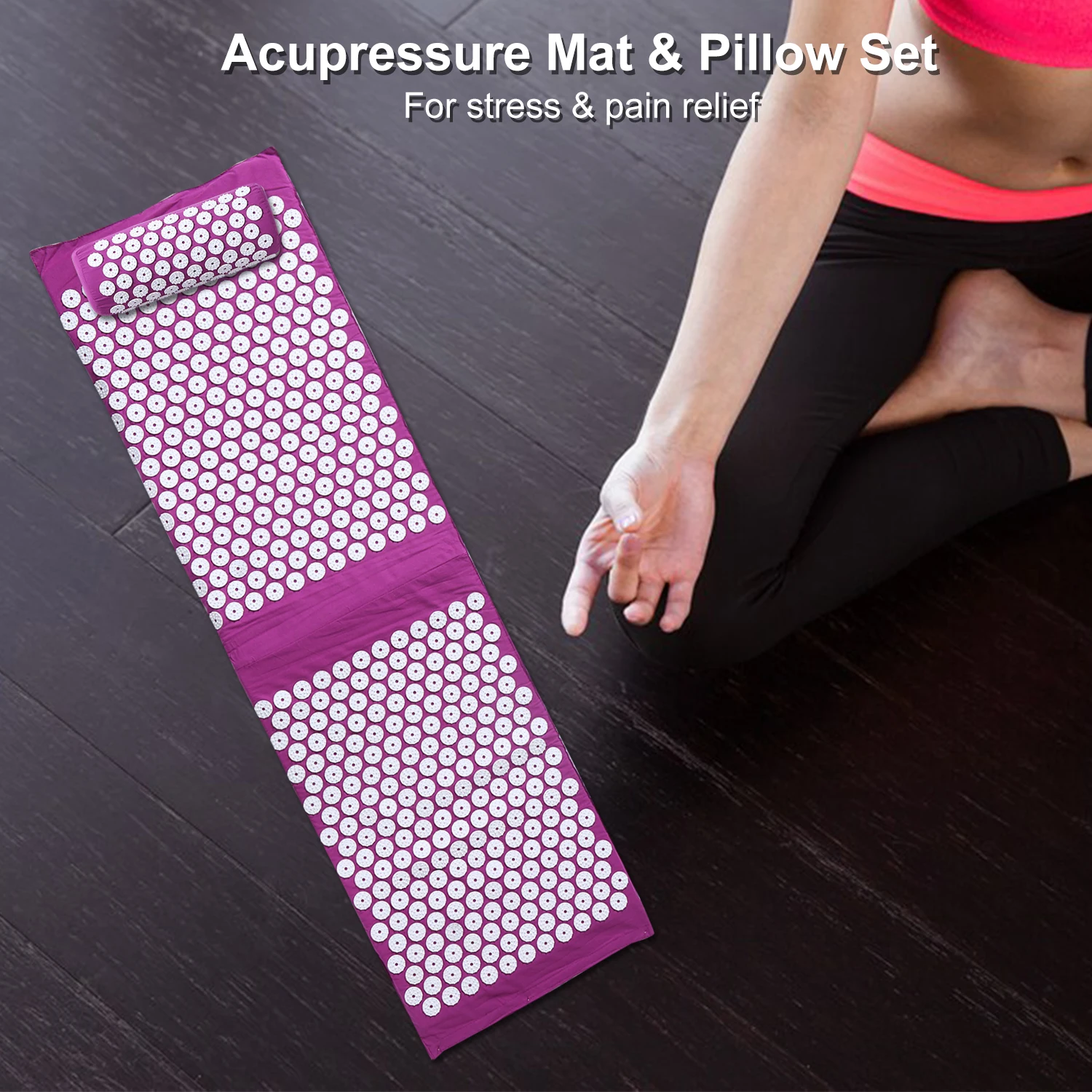 Acupressure Mat & Pillow Set for Stress Pain Relief Health Care Acupuncture Massage Cushion with Cloth Bag | Красота и здоровье