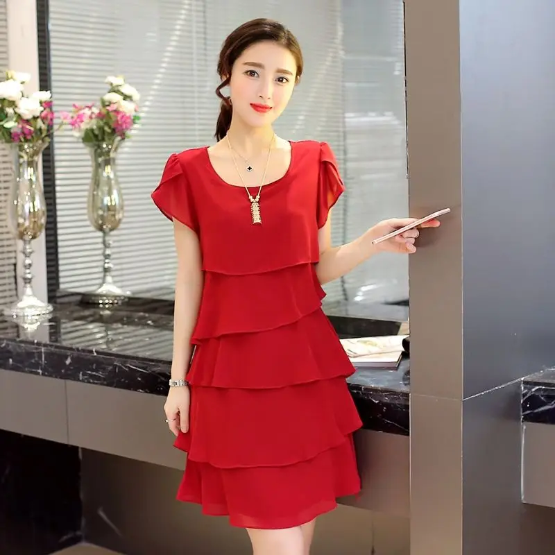 Женское шифоновое платье с оборками повседневное облегающее в Корейском стиле