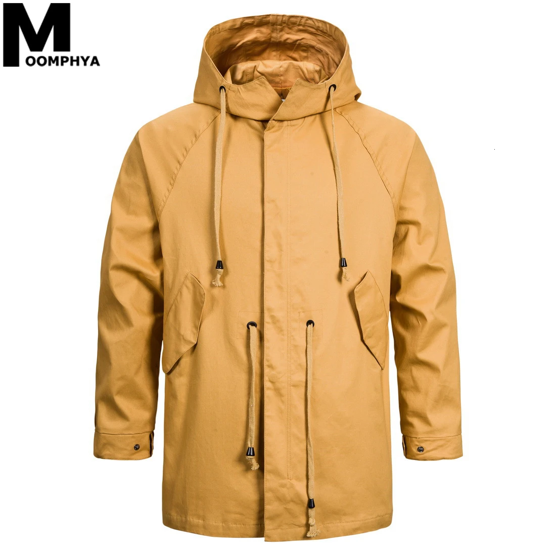 Moomphya длинная стильная зимняя куртка на молнии с капюшоном Мужская Уличная