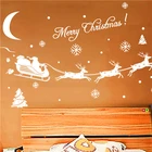 Наклейки на стену с изображением деда мороза, оленя, снежинок