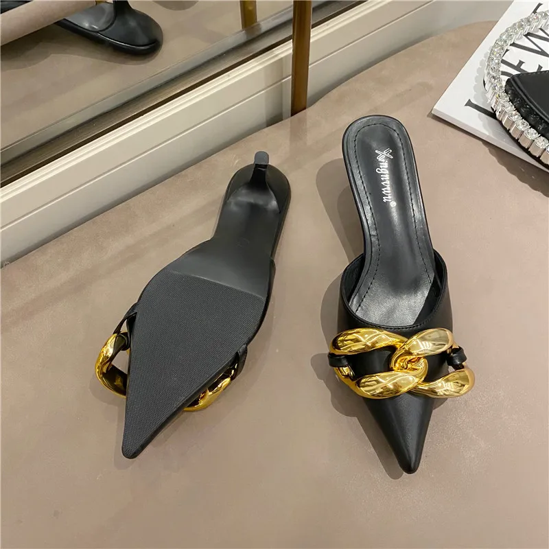 

2021 summer thin high heels women's shoes fashionable sexy metal decoration cross retro sandals