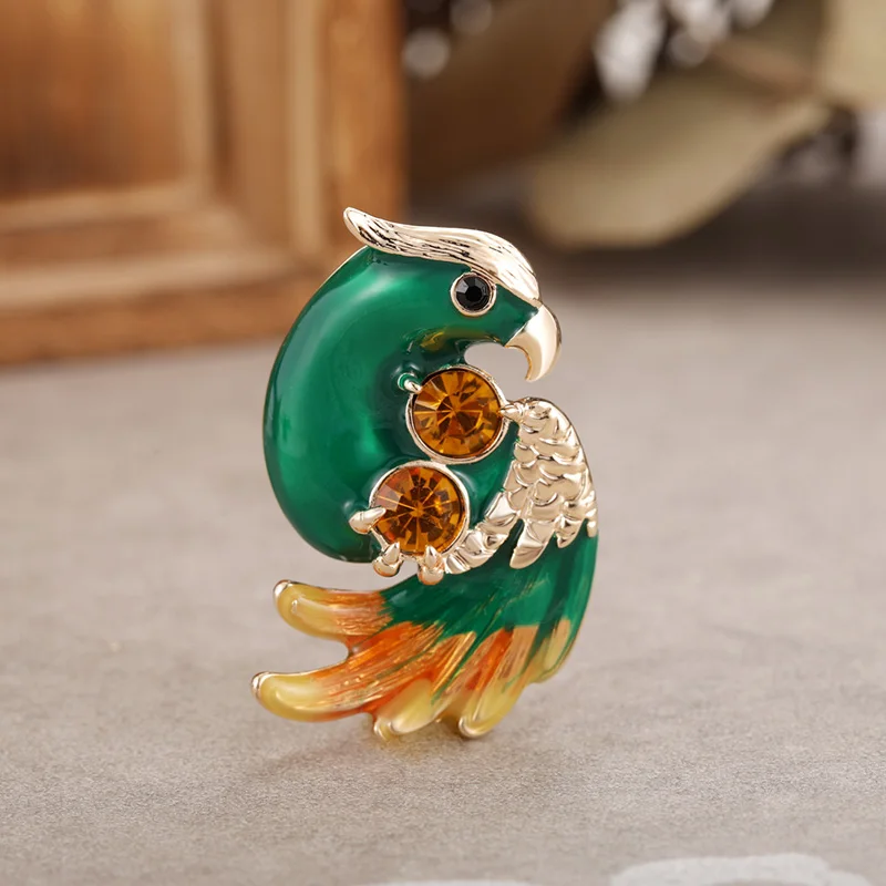 Женская эмалированная брошь Funmor повседневная в форме птицы с кристаллами