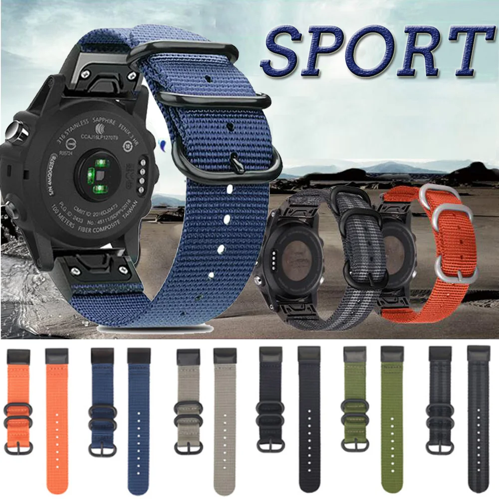 Быстроразъемный тканый нейлоновый ремешок для часов Garmin Fenix 5X Plus 5X3 HR сапфир Холст Ремешок Браслет 26 мм спортивный ремешок для часов