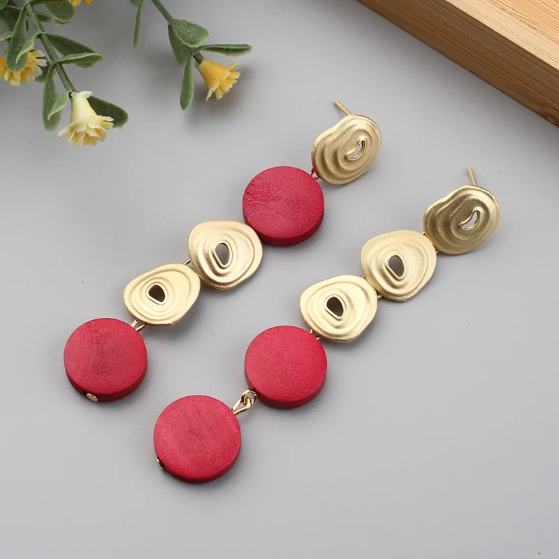 

South Korea contracted fashionable individual character exaggerates temperament long money metal woodiness female earring