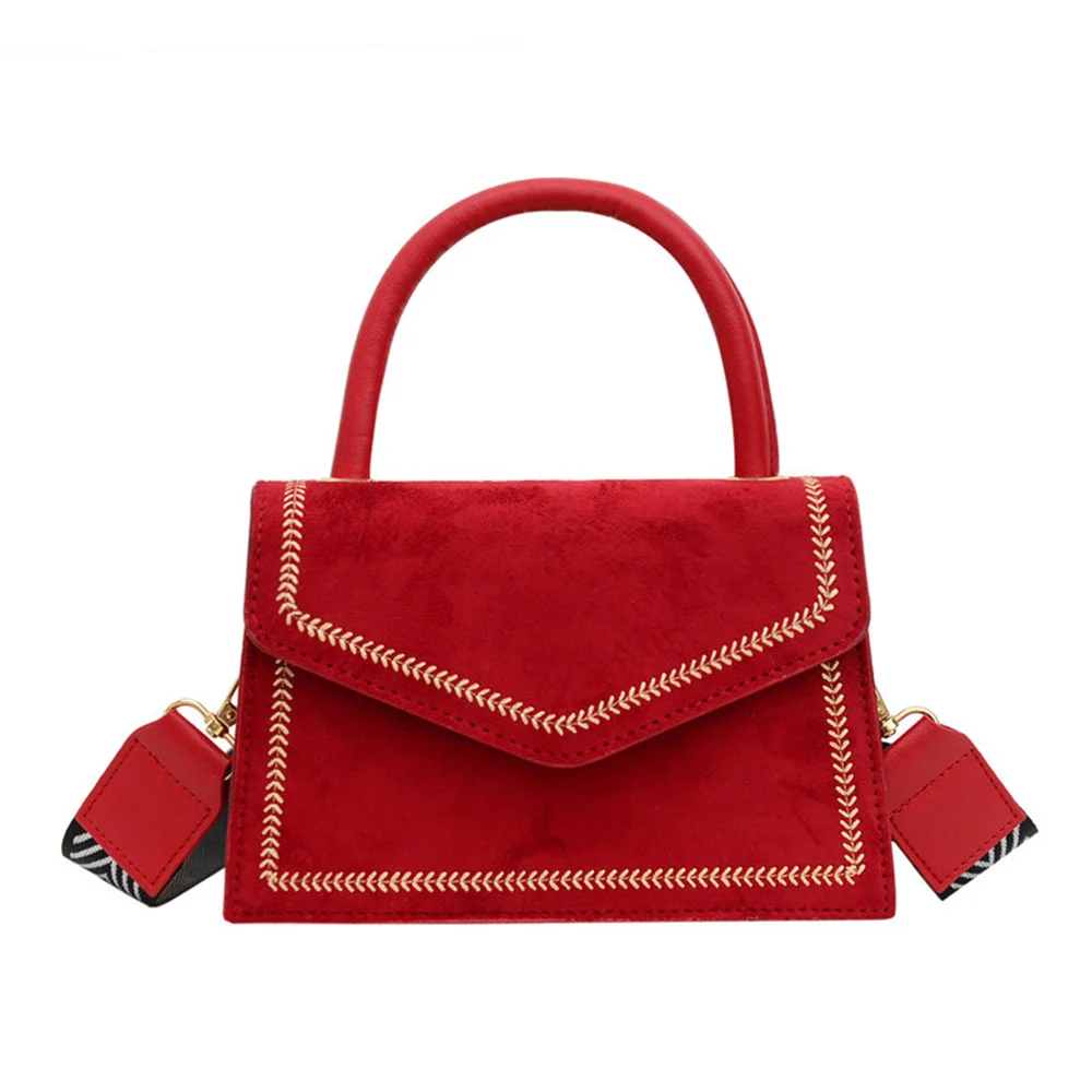 

Summer new European and American style PU handbag solid color small square bag thick triangle cover handbag