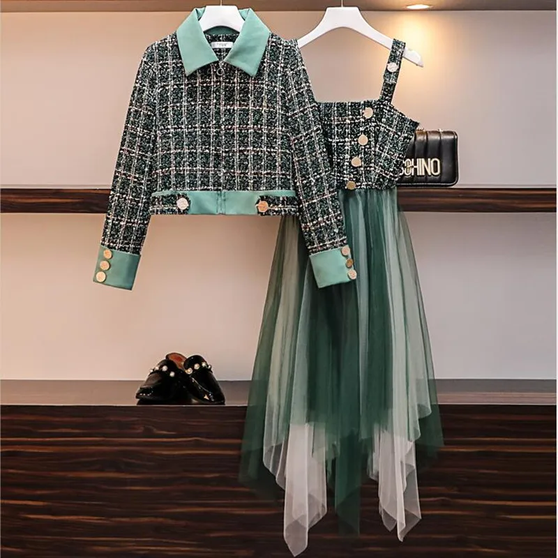 2020 Новое поступление твидовый клетчатый короткий жакет и твидовое лоскутное