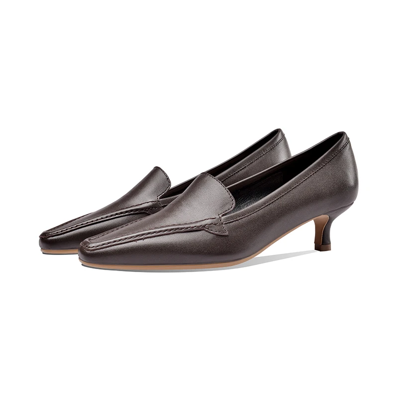 MoonMeek 2020 New Brand genuine leather women pumps summer ladies shoes stiletto heels square office | Обувь