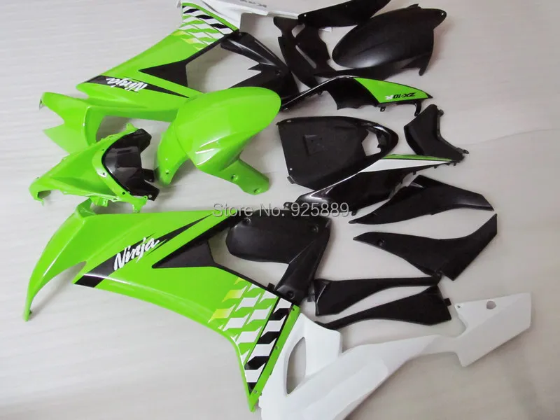 

Black White Green Fairing Parts FOR KAWASAKI NINJA ZX10R 08-09 ZX 10R 08 09 ZX-10R 08-09 ZX 10R 2008 2009 Fairing Kit +7gifts