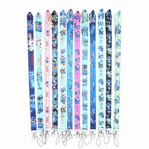 12 шт.лот Стич экшн-Фигурки игрушки КЛЮЧИ ID карта телефон ремешок на шею милая Лило и Стич DIY ремешок для телефона игрушки для детей