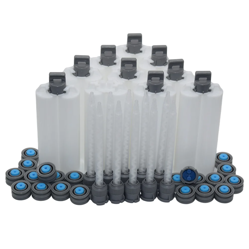 

10pcs Glue Cartridges Barrel Empty 50ml 1:1 AB Epoxy Adhesives Glue Tube with 10pcs Static Mixing Nozzles for 50ml 1:1 Glue Guns
