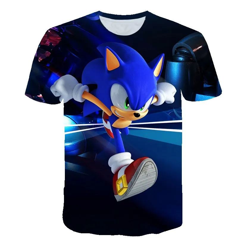 

Sonic 3D Printing T-Shirt Summer New Style Children's Clothing Boys Girls Anime Street Tops 2021 New Hooded Short Sleeves