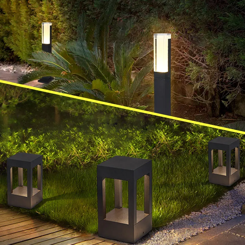 2020 светодиодный IP65 Водонепроницаемый столбик для газона алюминиевый квадратный