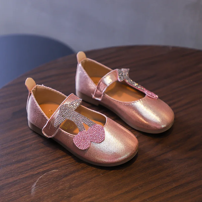 Малышей обувь для девочек Принцесса вишня с кристаллами шикарное Туфли без