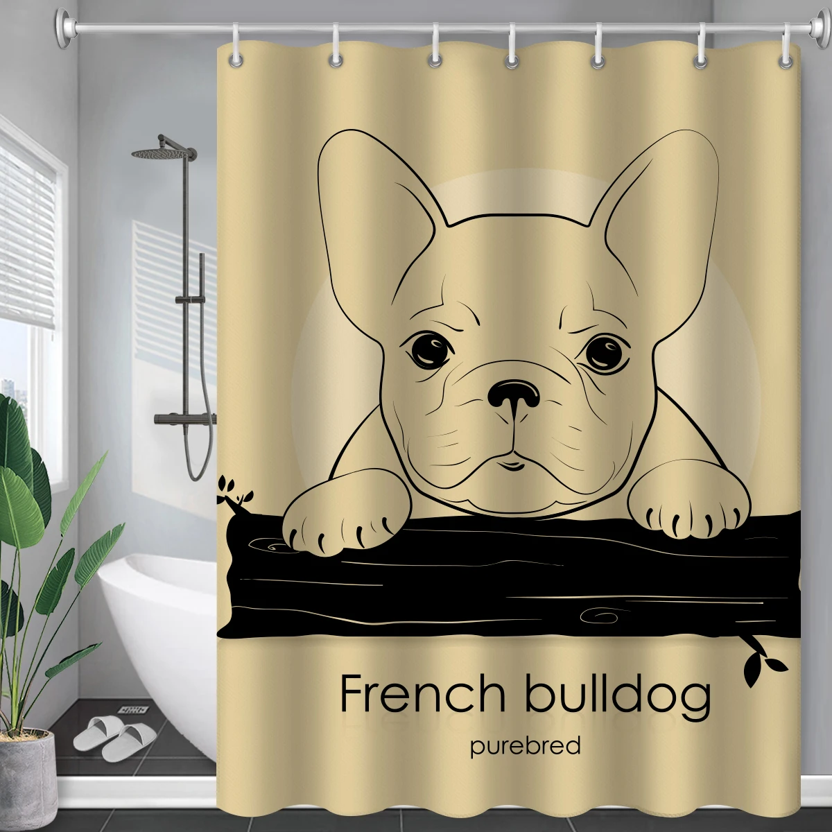 Blue Sky Animals Printed Shower Curtains Bathroom Accessories Waterproof Duschvorhang Dog Fox Art Bed Bath Decor Curtain Hooks
