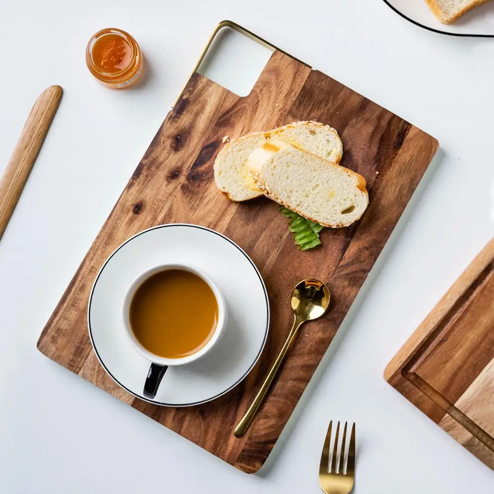 

Креативная разделочная доска из дерева акации, экологически чистая твердая древесина в японском стиле, прямоугольные кухонные разделочные...