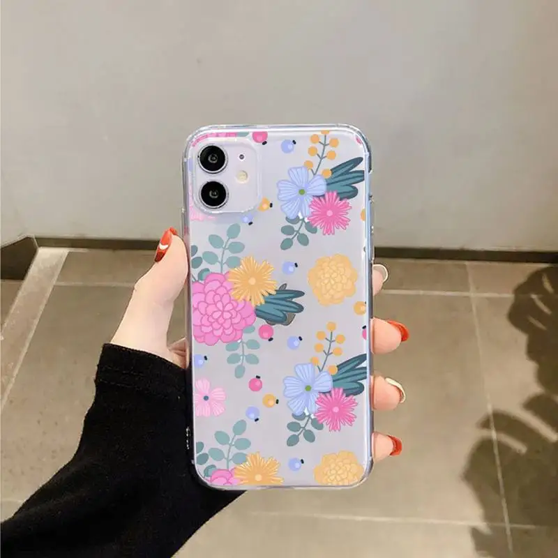 

fashion flower beautiful Phone Case Transparent for iPhone 11 12 mini pro XS MAX 8 7 6 6S Plus X 5S SE 2020 XR