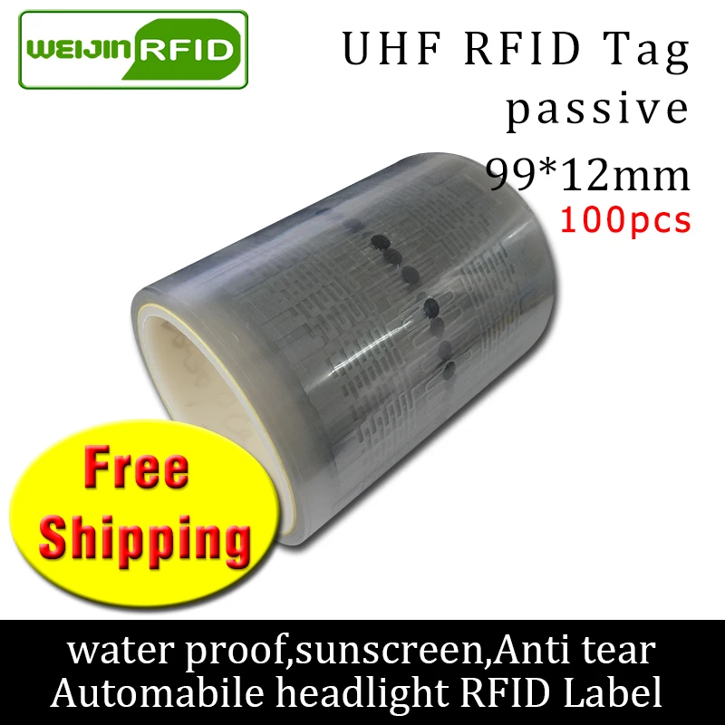 UHF rfid наклейка для автомобильных фар EPC Gen2 6C 915m 868m 860 960M 100 шт. Бесплатная доставка
