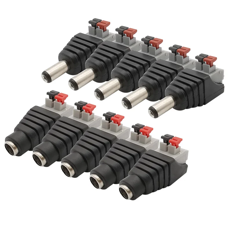 

5.5 x 2.1mm DC Power Male Female No Screws Connector 2.1*5.5mm DC Jack Plug Socket Adapter Cable LED Strip Light Connectors
