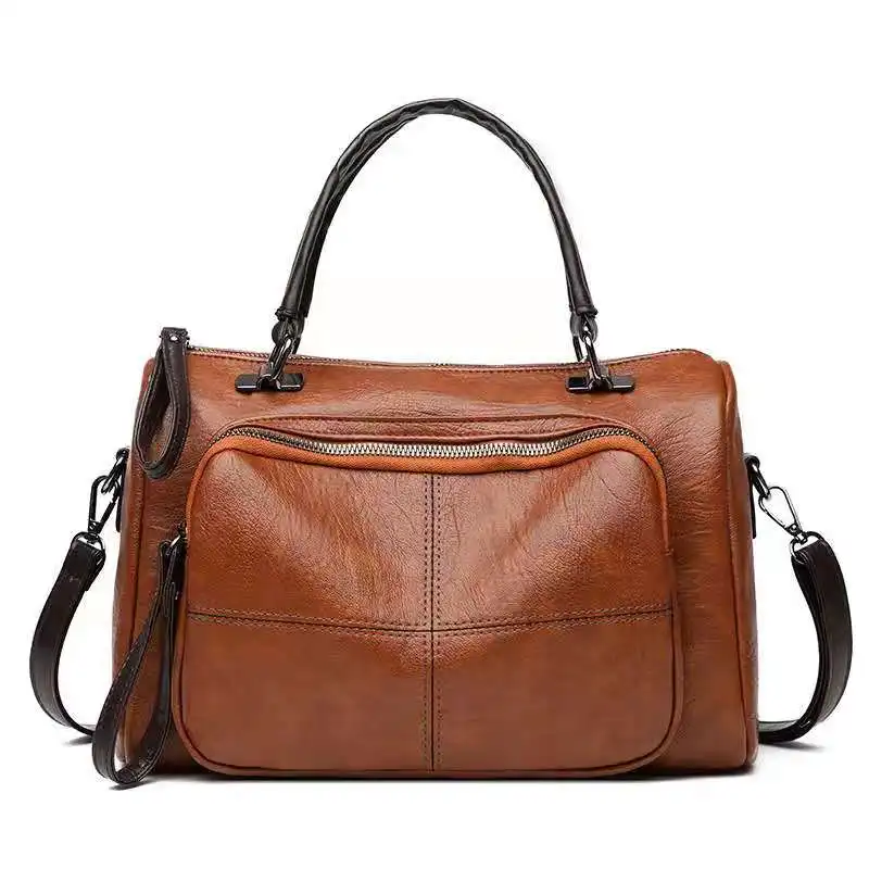 

Vintage Winter Handle Bag Women New Soft PU Leather Handbag Large Capacity Crossbody Bag Travel Business Hand Bag