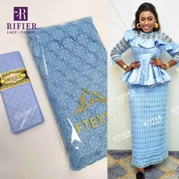 sky blue exclusive african genuine swiss voile lace fabric with embroidered dry lace guinea top class bazin riche fabric