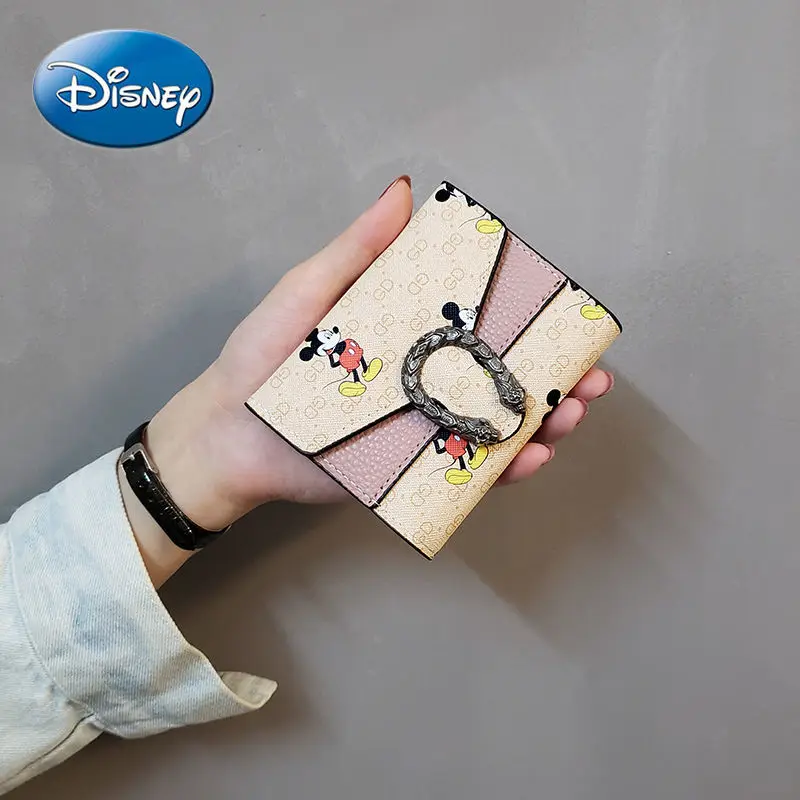 

Disney Europe and America Mickey Bags Women's Small Wallets Short Tri-fold Coin Purse Card Holder Coin Purse Keychain