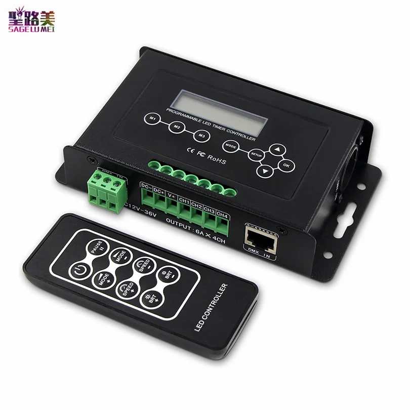 

DC12-36V RGB Controller DC24V 6AX4CH RGBW Time Controller With LCD Display For SMD 5050 2835 3528 3CH 4CH LED Strip Lights Tape