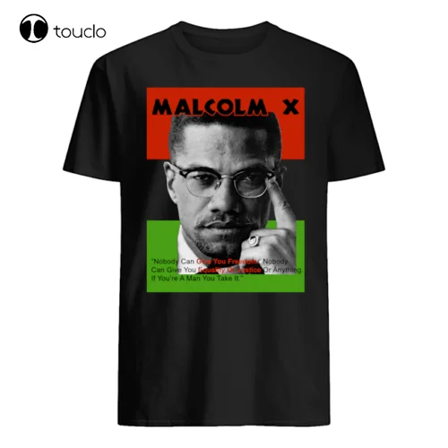 Женская Черная футболка с принтом Малкольма x|Мужские футболки| |