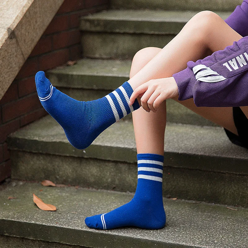 Женские короткие носки с тремя полосками новые модные хлопковые белые женские