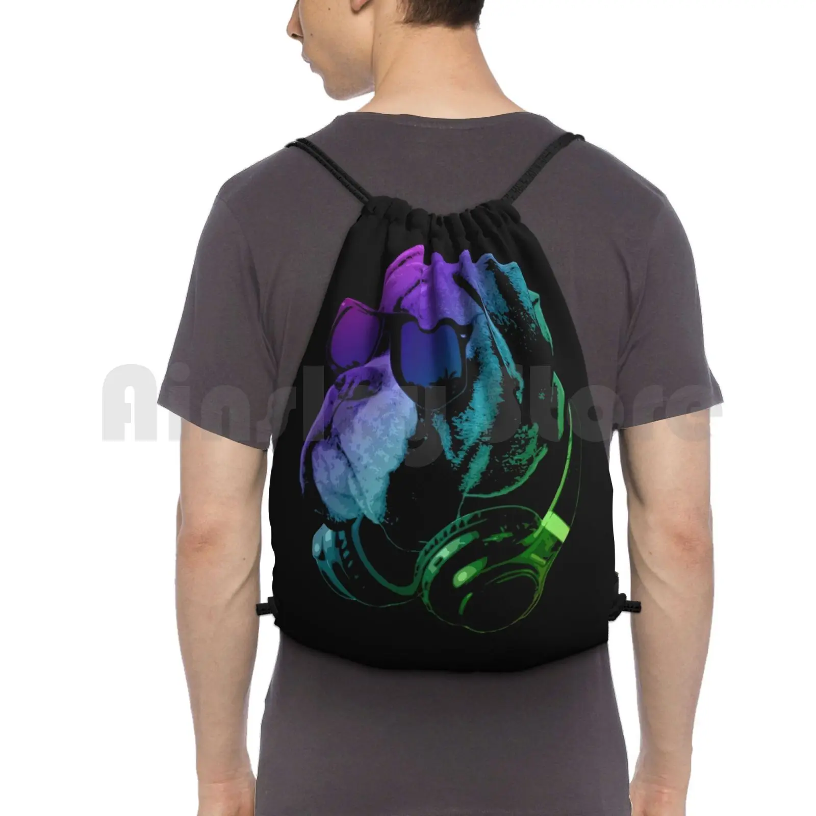 

Dj Dog рюкзак сумка с Кулиской Сумка для тренажерного зала, водонепроницаемая собака, милый крутой боксер, бульдог, животные в солнцезащитных ...