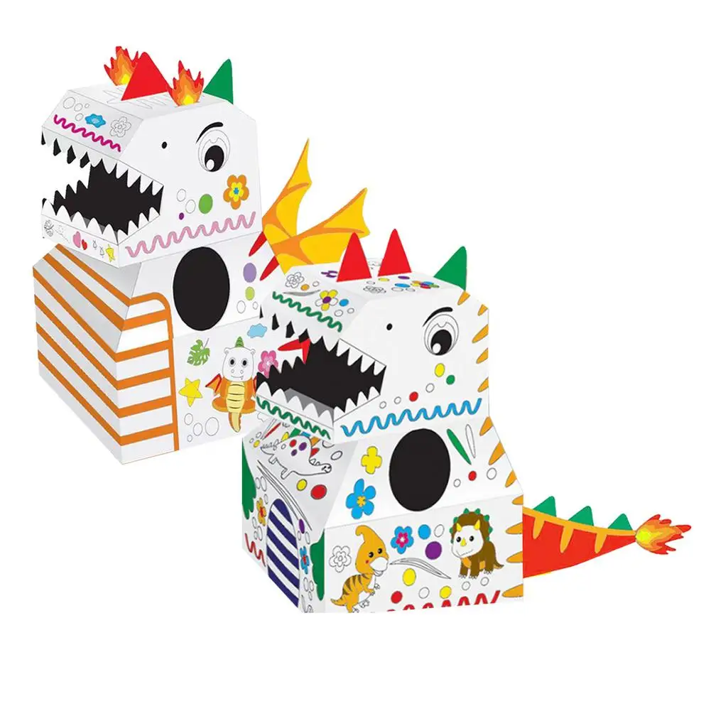 

Cartoon Dinosaur Elephant Cardboard Wearable DIY Model Kids Cosplay Assembly Toy Pretend Play Props Parent-child Game Toys