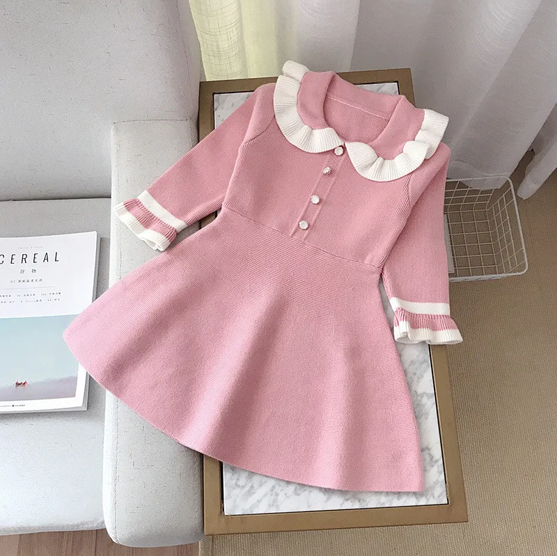 Трикотажное платье-свитер для девочек от 2 до 7 лет Модное детское осенне-зимнее