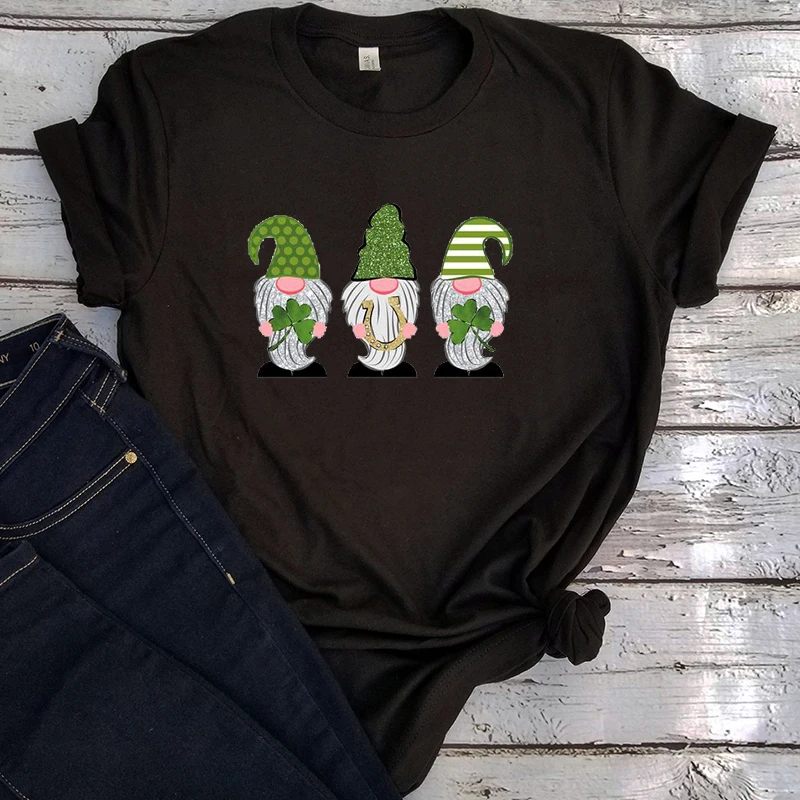 

St Patricks Day Gnome Shirt Women 2021 Gnome Tshirt Shamrock Graphic Tees Girls 2020 Fashion Clothing Cartoon Top