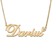 love heart darius name necklace for women stainless steel gold silver nameplate pendant femme mother child girls gift