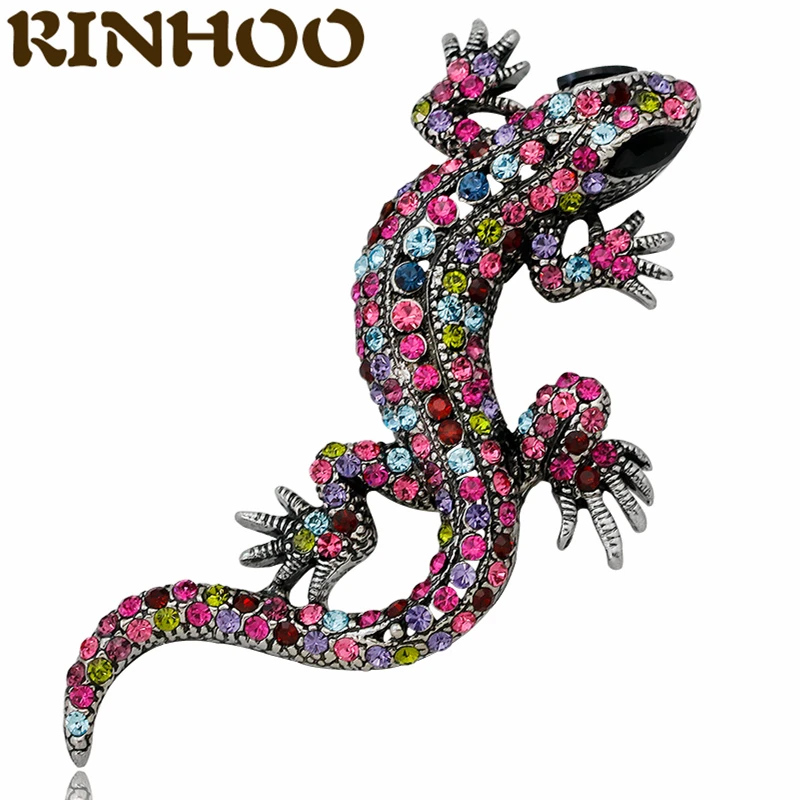 

Vintage Personality Crystal Lizard Brooch Pin Colorful Geckos Animal Brooches Clothes Hat Decorations Jewelry Statement Gift