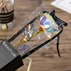 Креативный подарок на день Святого Валентина, покрытая фольгой 24 К, розовая, Золотая Роза, долговечная любовь, Свадебный декор, влюбленные, освещение, розы, цветы