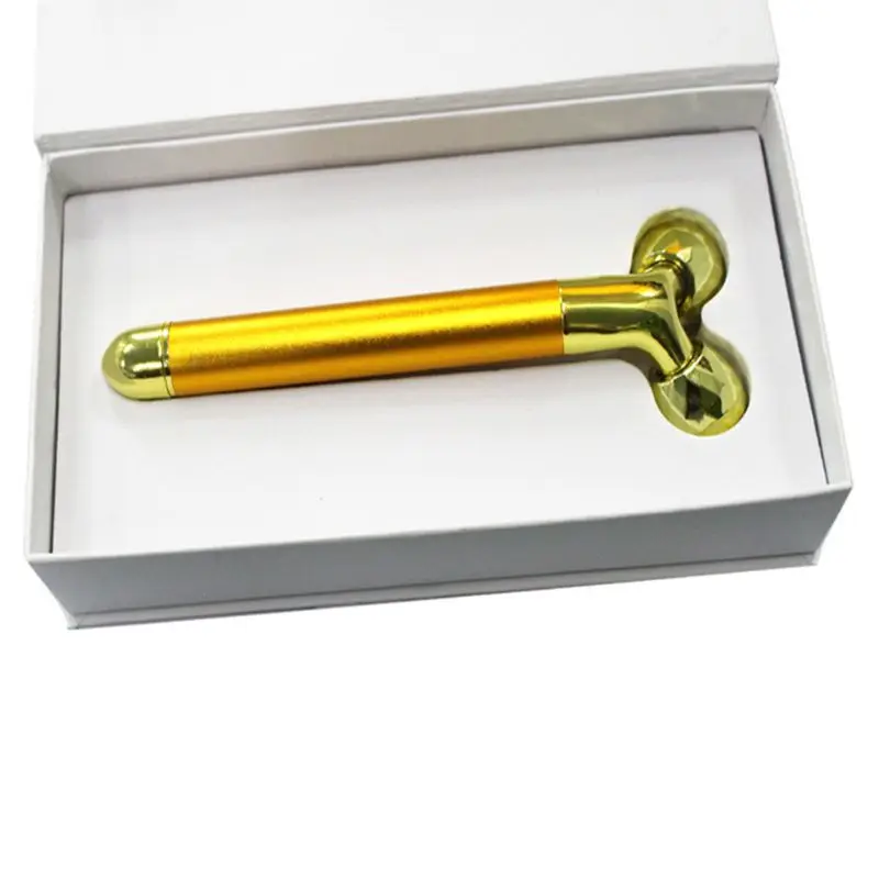 Новый Электрический 24k Золотые прутки роликовый массажер для дома подтяжки лица