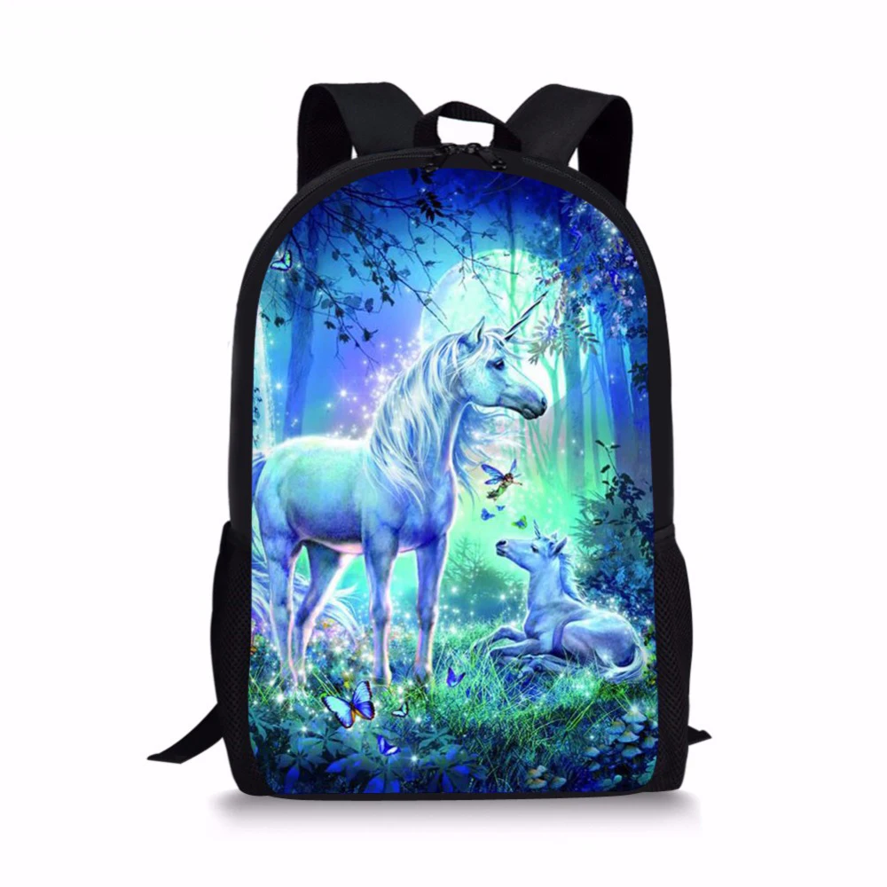 3D Fantastic Animal Horse Print Childrens Backpack Schoolbag Unicorn School Bags Set Mochila Escolar Travel Shoulder Dropship