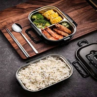 simple compartment bento box stainless steel lunch box portable business kitchen leakproof food container lonchera para hombre