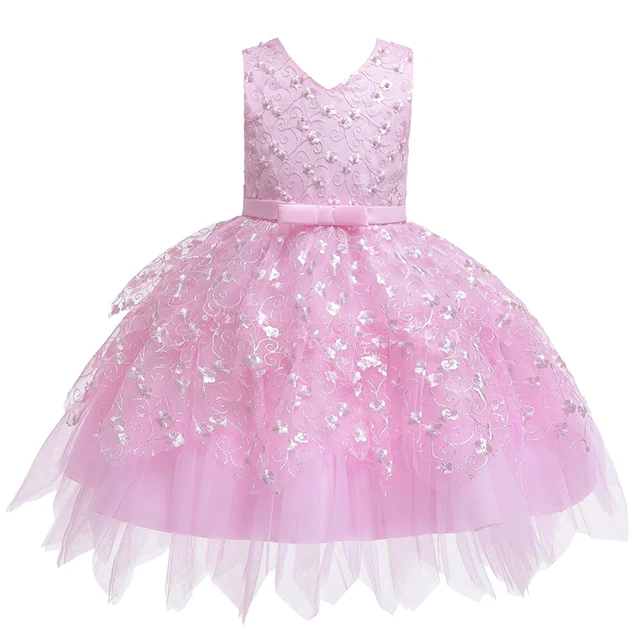 D1806-Pink Детское платье-пачка принцессы с жемчугом для крещения и вечеринки для девочек, платье на крестины для маленьких девочек, платье на день рождения для малыша, карнавальное платье, Vestidos - Цвет: D1806-Pink