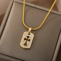 zircon square hollow cross necklace for women sliver color hip hop jesus pendant necklaces snake chain fashion jewelry