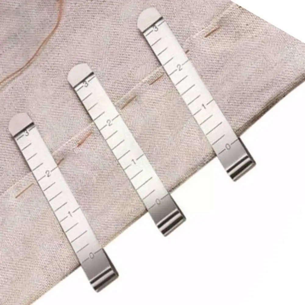 

10pcs Metal Sewing Crimping Clip Steel Hemming Clips With Built-in Ruler Cloth Measurement Ruler For Diy Sewing Tools D8p0