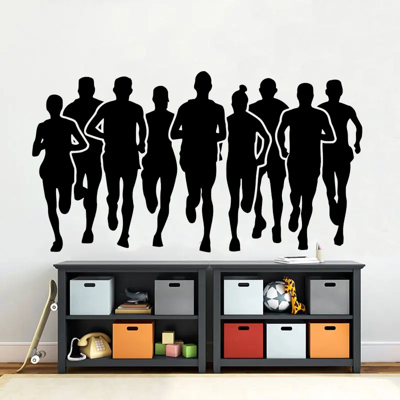 

Marathon Runner Wall Decal Running Sport Run Athletic Club Fitness Poster Gym Vinyl Wall Sticker Home Decor Kids Room Mural 4667