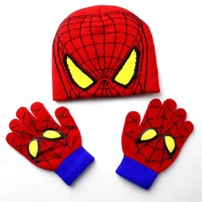 

2pcs / set of autumn and winter new superhero children's warm knitted hat film Cosplay props HAT + gloves children's gift