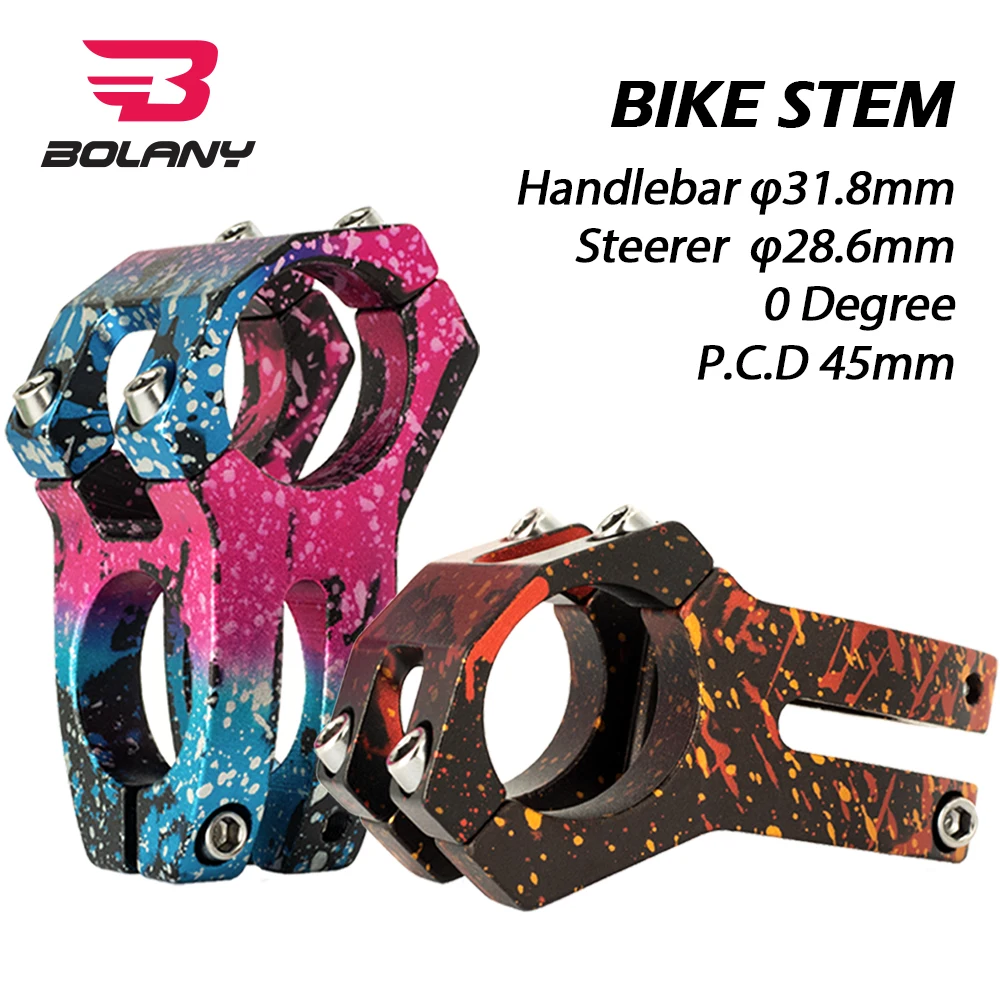 

Bolany Bike Stem 45mm 0-degree Aluminum Alloy Riser 31.8mm Handlebar 28.6mm Steerer Ultralight High-strength Road Bicycle MTB