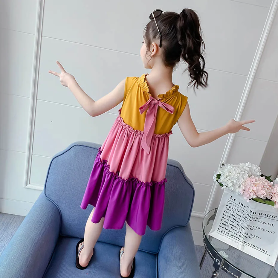 Летние платья для девочек вечернее платье в стиле пэчворк детские с оборками