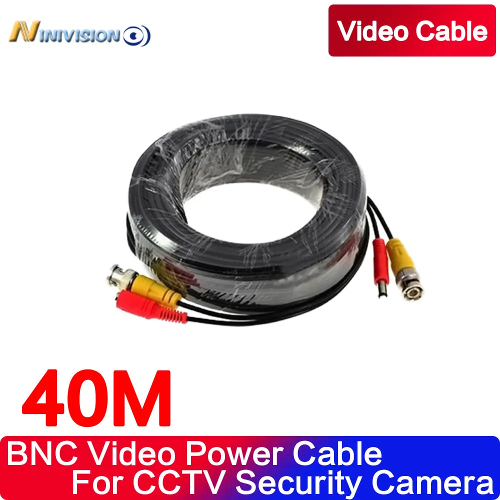 NINIVISION Новый 40 м BNC видео кабель питания + Штекерный разъем постоянного тока для CCTV