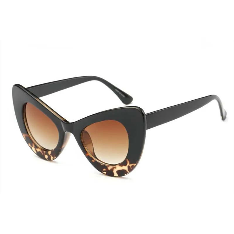 

Новые брендовые дизайнерские женские солнцезащитные очки «кошачий глаз» Для женщин Винтаж леопардовой расцветки большие оправы Солнцезащ...